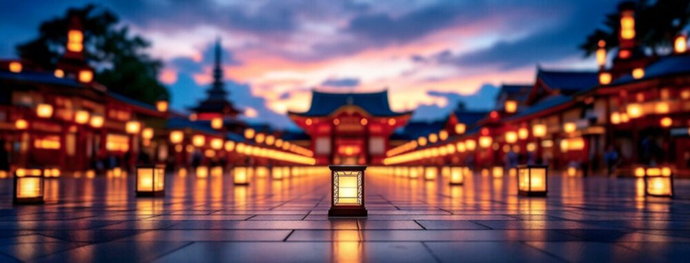 令和時代の灯りが並ぶ中の行灯。