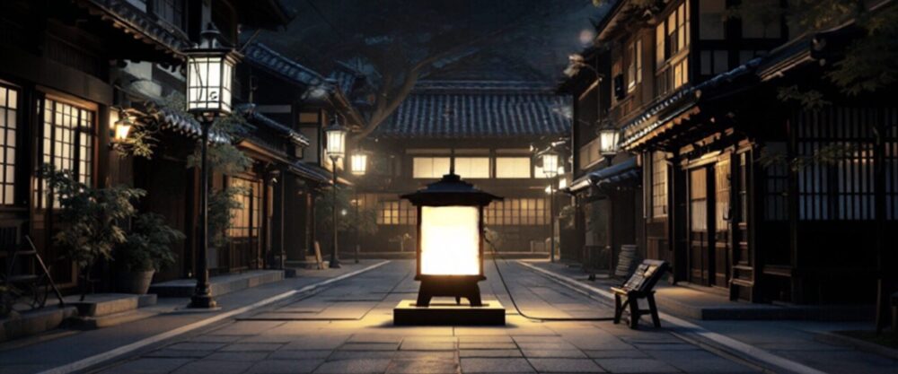 明治時代の外に置かれた行灯