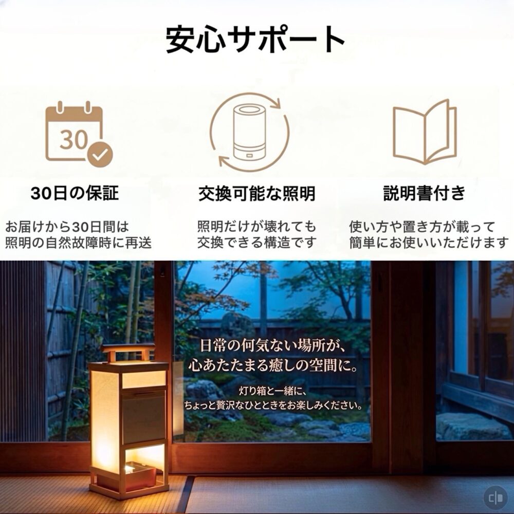 灯り箱「点」人感明暗センサーライト | 25cm和風懐中電灯〜江戸の照明