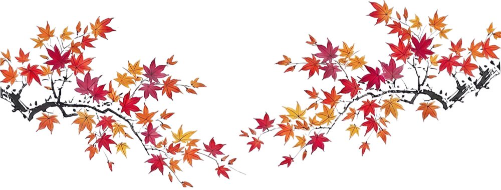 紅葉の水墨画